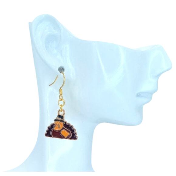 Thanksgiving Turkey Earrings | Cute Fall Dangle Jewelry - Picture 2 of 4